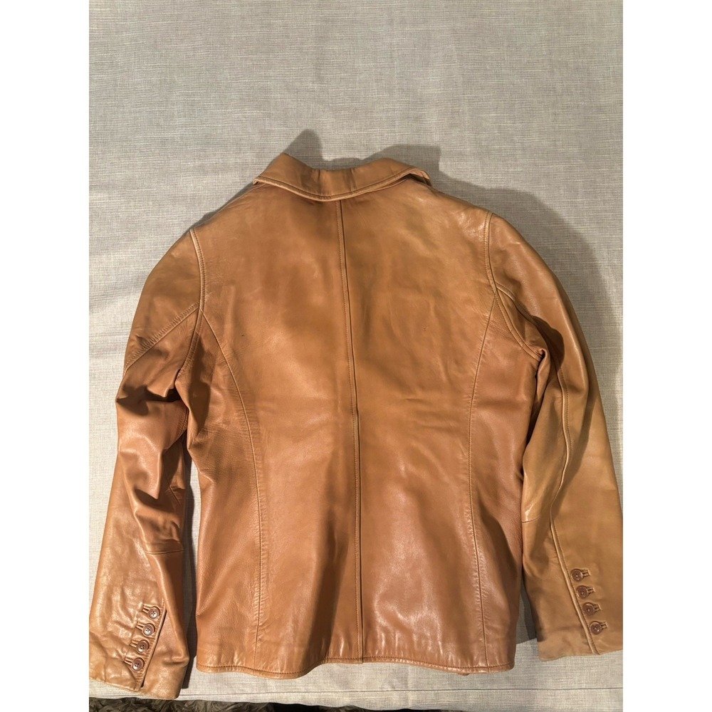 Cabelas Genuine Leather Jacket Womens Large Brown Button Up Buttery Soft Lined - Picture 13 of 16